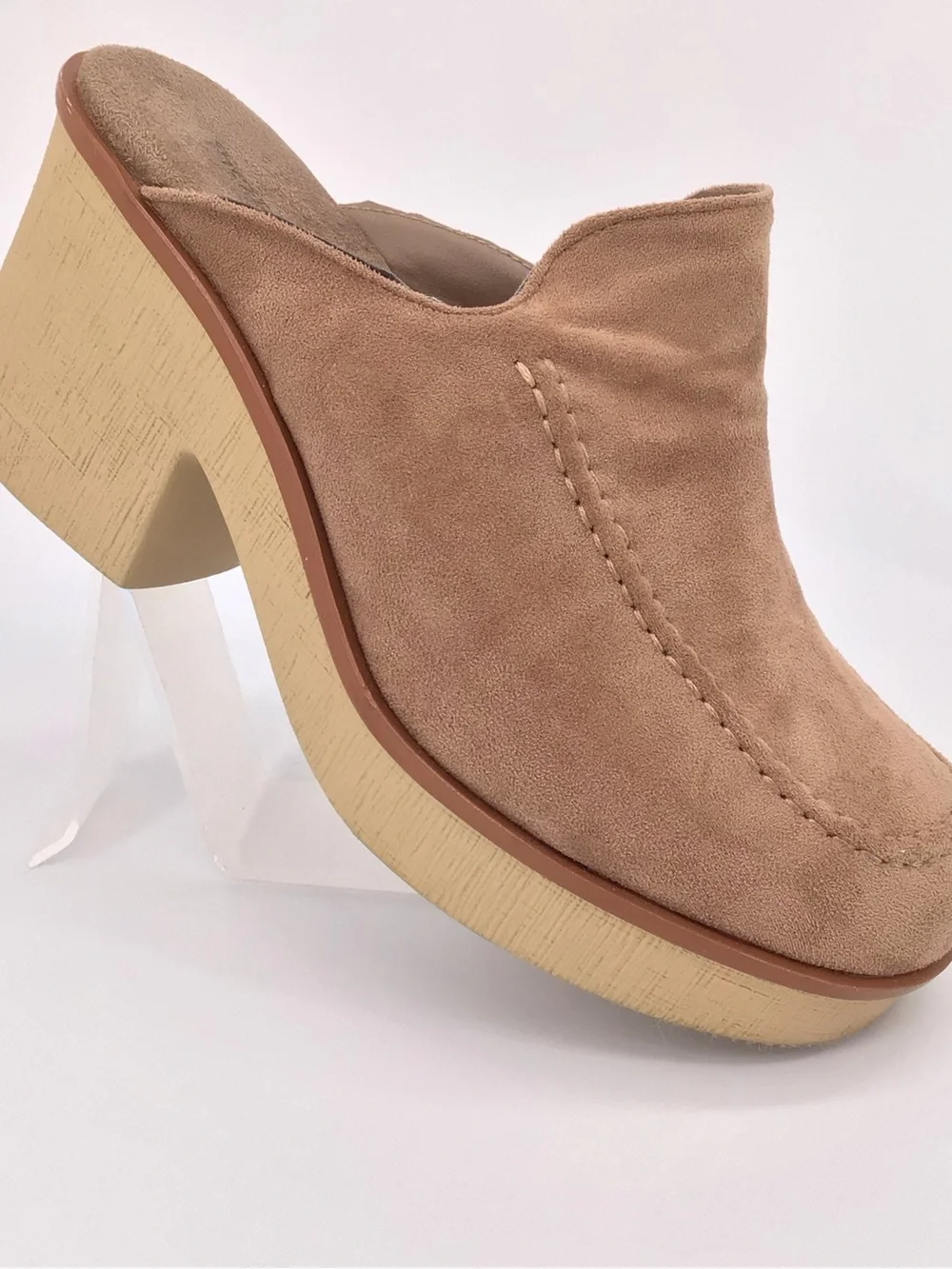 Pierre Dumas Women's Taupe Suede Closed-Toe Slide Mules Clogs Size 8.5